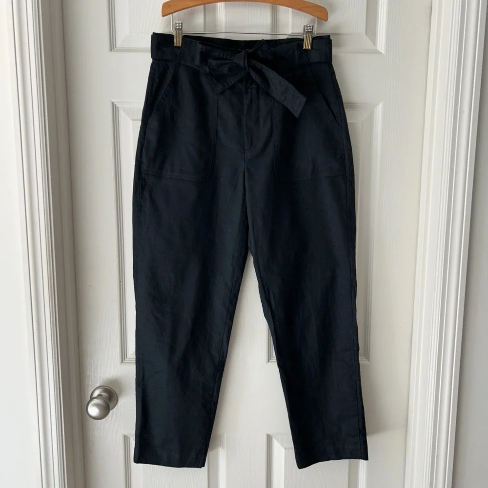 Banana Republic Black Linen Blend Belted Utility Pants